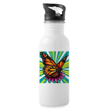 papillon - Gourde avec paille intégrée - blanc - Droite