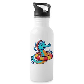 Funny seahorse - Water bottle with straw - white - Right