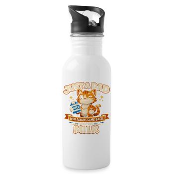 Humour Papa Chat Lait Fête Des Pères Cadeau - Gourde avec paille intégrée - blanc - Droite