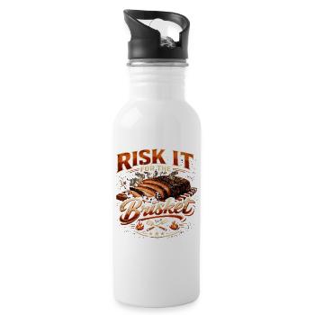 Barbecue Risk It For The Brisket | Humour Grill - Gourde avec paille intégrée - blanc - Droite