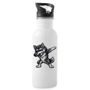 Dabbing Wolfhound Czechoslovakian Wolfhound - Water bottle with straw - white - Right