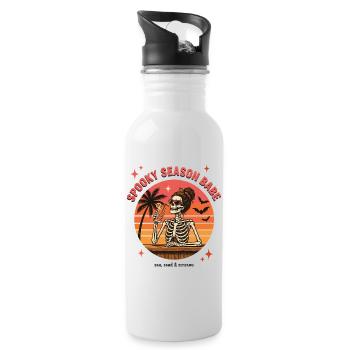 Spooky Season Babe Skeleton Sunset - Water bottle with straw - white - Right