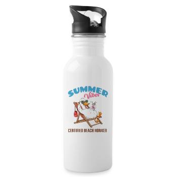 Summer Vibes Goose On The Beach - Water bottle with straw - white - Right