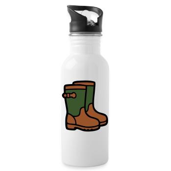 Rubber boots Gardening Muddy weather Rain - Water bottle with straw - white - Right