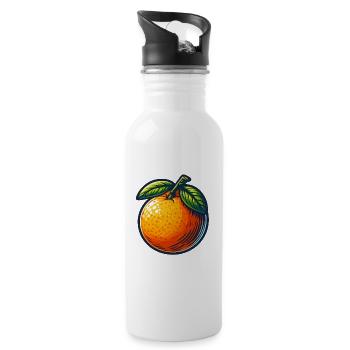 Orange tropical pop art - Water bottle with straw - white - Right