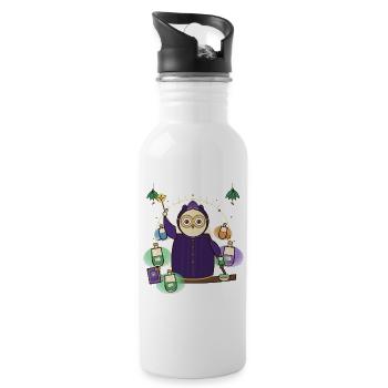Hibou Magique au Manteau Violet - Gourde avec paille intégrée - blanc - Droite