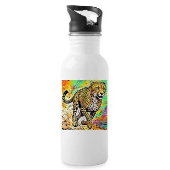 cheetah - Water bottle with straw - white - Right
