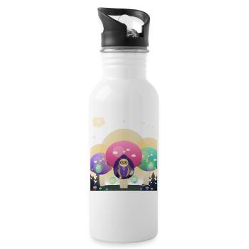 Chouette ballonne dans la forêt stellaire - Gourde avec paille intégrée - blanc - Droite