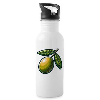 Illustration Branche Olive Vintage - Gourde avec paille intégrée - blanc - Droite
