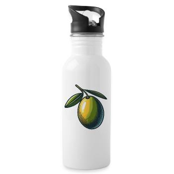 Olive stylisée vintage éclatante - Gourde avec paille intégrée - blanc - Droite
