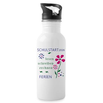 Schulstart 2026 - Trinkflasche mit integriertem Trinkhalm - Weiß - Rechts