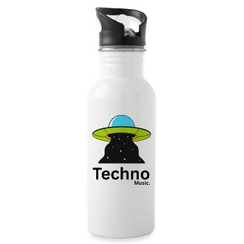 UFO Beam Over Night Sky - Water bottle with straw - white - Right