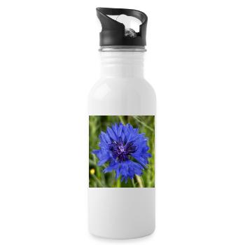 Blue cornflower close-up - Water bottle with straw - white - Right