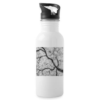 Monochrome Tree Branches Graphic - Water bottle with straw - white - Right