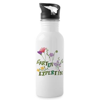 Gartenexpertin  - Trinkflasche mit integriertem Trinkhalm - Weiß - Rechts