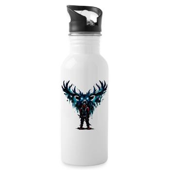 Nachtkrieger mit blauen Flügeln - Trinkflasche mit integriertem Trinkhalm - Weiß - Rechts