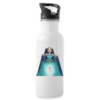 Luminous mystic queen on throne - Water bottle with straw - white - Right