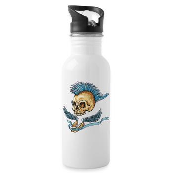 Punk_Skull - Water bottle with straw - white - Right