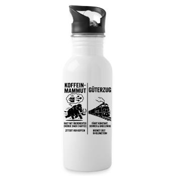 Koffein Mammut VS Güterzug - Trinkflasche mit integriertem Trinkhalm - Weiß - Rechts