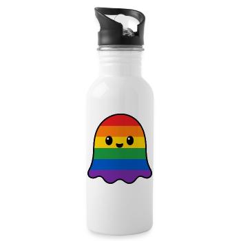 Regenbogen Pride Geist - Trinkflasche mit integriertem Trinkhalm - Weiß - Rechts