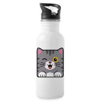 Cat - Water bottle with straw - white - Right