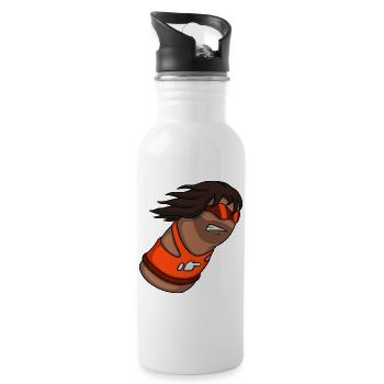 Slam – Cartoon Thumb Character - Trinkflasche mit integriertem Trinkhalm - Weiß - Rechts