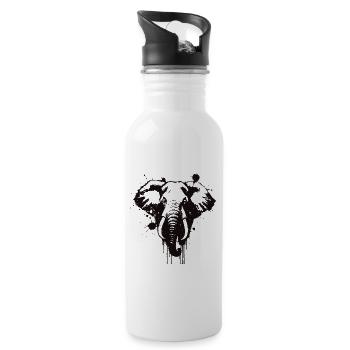 Elephant Encre Coeur Grunge - Gourde avec paille intégrée - blanc - Droite
