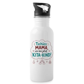 Tschüss Mama – Kita-Kind - Trinkflasche mit integriertem Trinkhalm - Weiß - Rechts