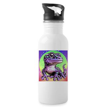 Gecko - Trinkflasche mit integriertem Trinkhalm - Weiß - Rechts