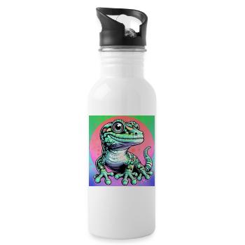 Gecko - Trinkflasche mit integriertem Trinkhalm - Weiß - Rechts