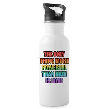 L’amour avant la haine Rainbow Gradient Fierté LGBT - Gourde avec paille intégrée - blanc - Droite