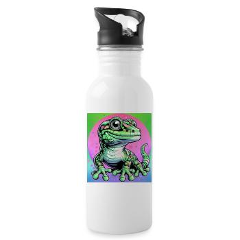 Gecko - Trinkflasche mit integriertem Trinkhalm - Weiß - Rechts