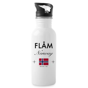 Flåm, Norvège, coordonnées, voyage, souvenir - Gourde avec paille intégrée - blanc - Droite
