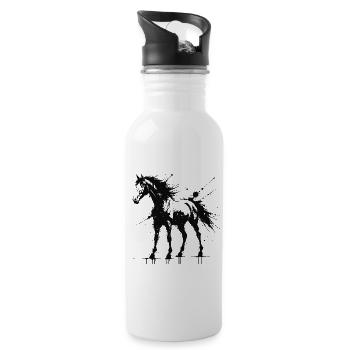 Poney Art Splash Noir - Gourde avec paille intégrée - blanc - Droite