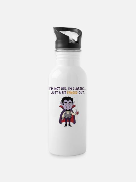 Hier für die Süßigkeiten, Halloween-Kleidung, Mama - Trinkflasche mit integriertem Trinkhalm - Weiß