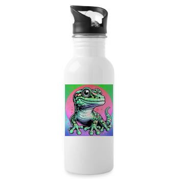 Gecko - Trinkflasche mit integriertem Trinkhalm - Weiß - Rechts