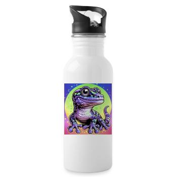 Gecko - Trinkflasche mit integriertem Trinkhalm - Weiß - Rechts