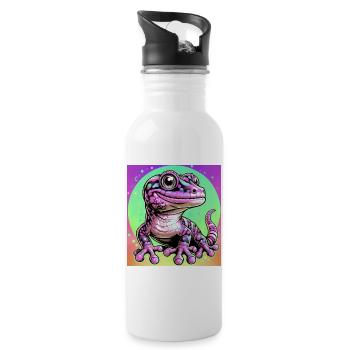 Gecko - Trinkflasche mit integriertem Trinkhalm - Weiß - Rechts
