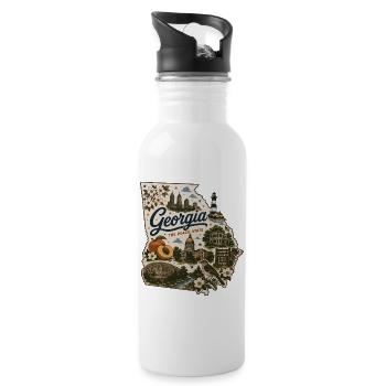 Georgia Peach State Vintage-Kartenaufkleber - Trinkflasche mit integriertem Trinkhalm - Weiß - Rechts