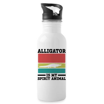 Alligator Vintage Spirit Animal - Trinkflasche mit integriertem Trinkhalm - Weiß - Rechts