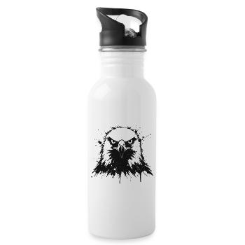 Dunkler Adler in Splatter-Spot - Trinkflasche mit integriertem Trinkhalm - Weiß - Rechts