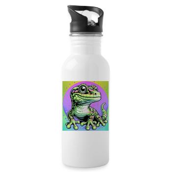 Gecko - Trinkflasche mit integriertem Trinkhalm - Weiß - Rechts