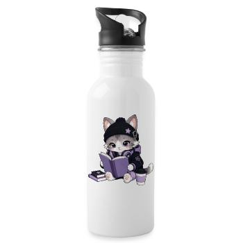 Leserchat - Trinkflasche mit integriertem Trinkhalm - Weiß - Rechts