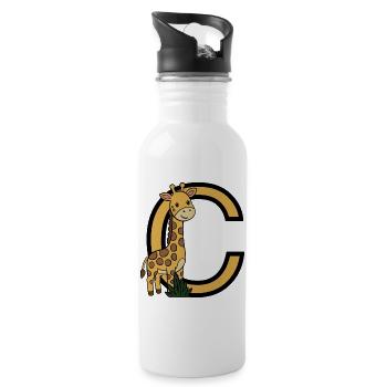Giraffen mit Buchstabe C - Trinkflasche mit integriertem Trinkhalm - Weiß - Rechts