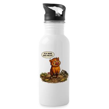 Lustiges Wildschwein T-Shirt – Ich war das nicht  - Trinkflasche mit integriertem Trinkhalm - Weiß - Rechts