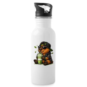Süßer Koala mit Matcha Latte - Trinkflasche mit integriertem Trinkhalm - Weiß - Rechts