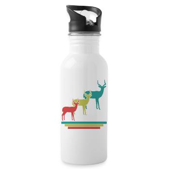 Antilopen Silhouetten Safari - Trinkflasche mit integriertem Trinkhalm - Weiß - Rechts