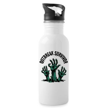 Outbreak Survivor Zombie Hands Horror Gift - Water bottle with straw - white - Right