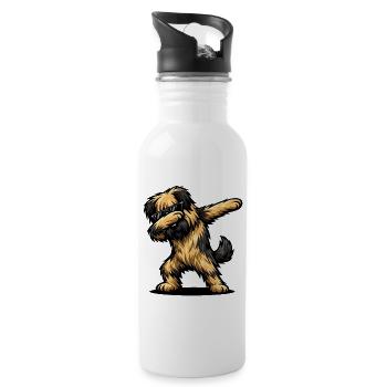 Dabbing Briard - Water bottle with straw - white - Right