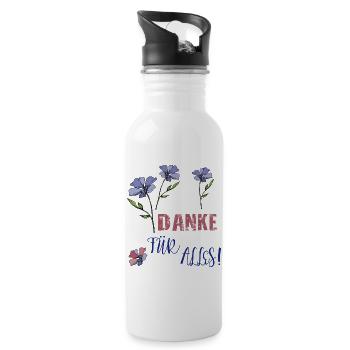 Danke Für Alles  - Trinkflasche mit integriertem Trinkhalm - Weiß - Rechts